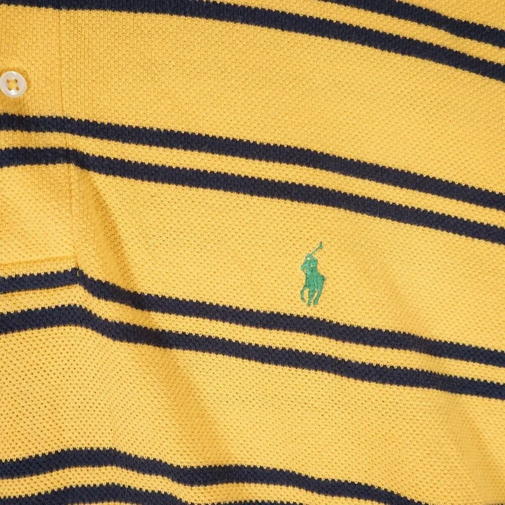 Polo Ralph Lauren Vintage Polo Shirt Yellow Black Striped Heavy Knit Men's 3XB
